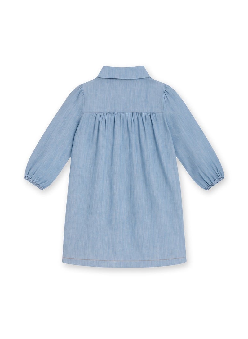 Luay Girls Denim Frock | Stylish Full Sleeve Dress for Kids | Soft Cotton Denim | Casual Party Wear Outfit for Baby Girls | Fashion Blue - Image 2